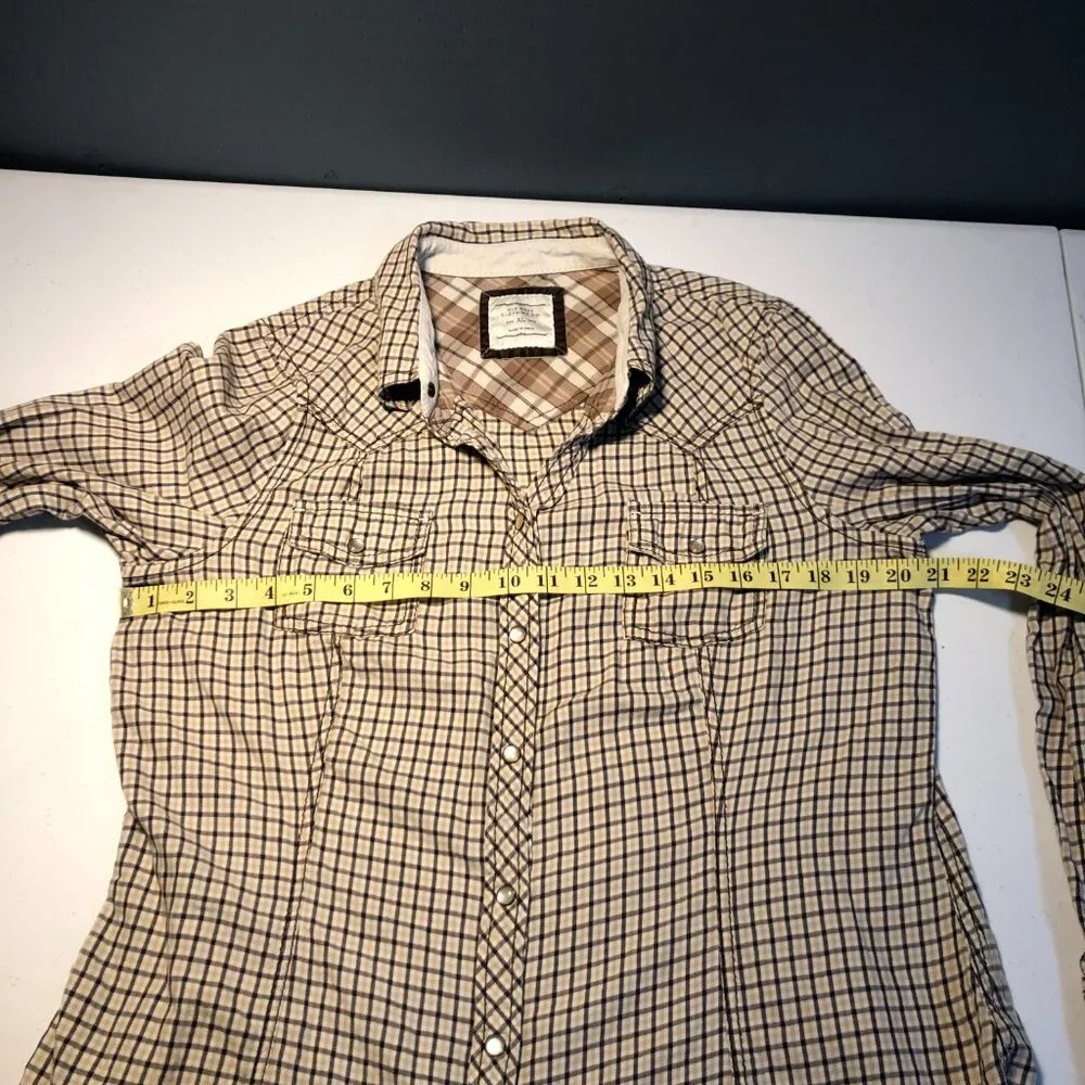 Old Navy Brown Plaid Western Shirt, Size XL
